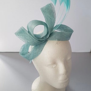 New Turquoise Blue Colour Fascinator Hatinator with HeadBand Weddings Races, Ascot, Kentucky Derby, Melbourne Cup Small Size image 4