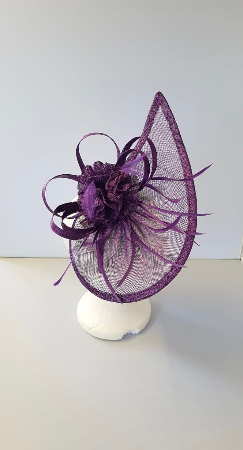 New Dark Purple Fascinator Hatinator with Band & Clip With More Colors Weddings Races, Ascot, Kentucky Derby, Melbourne Cup 画像 4