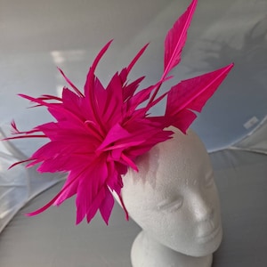 New Hot Pink Fascinator Hatinator with Band & Clip With More Colors Weddings Races, Ascot, Kentucky Derby, Melbourne Cup zdjęcie 3