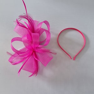 New Hot Pink Colour Fascinator Hatinator with Band & Clip Weddings Races, Ascot, Kentucky Derby, Melbourne Cup Small Size image 5