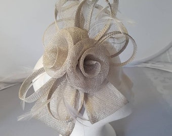 Grey Fascinator Hatinator with Band & Clip Weddings Races, Ascot, Kentucky Derby, Melbourne Cup