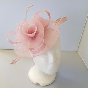 New Pale Pink ,Light Pink Colour Fascinator Hatinator with Band & Clip Weddings Races, Ascot, Kentucky Derby, Melbourne Cup Small Size image 2