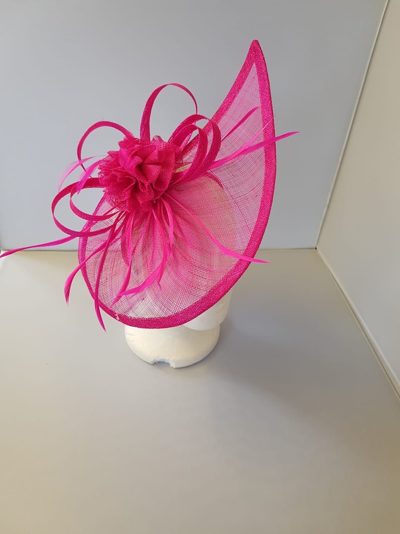New Hot Pink Fascinator Hatinator with Band & Clip With More Colors Weddings Races, Ascot, Kentucky Derby, Melbourne Cup image 3