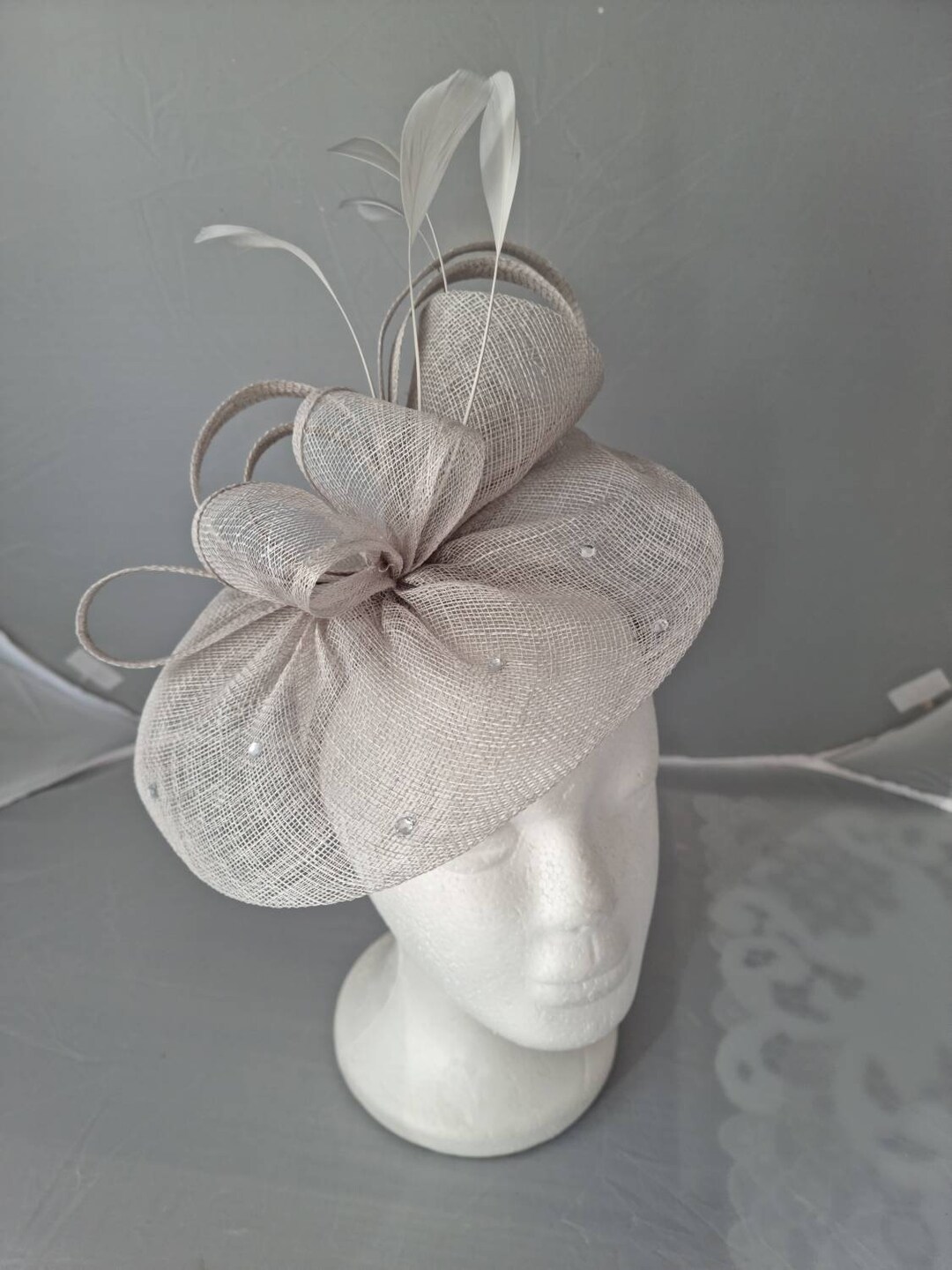 New Light Grey Fascinator Hatinator With Band & Clip With More Etsy