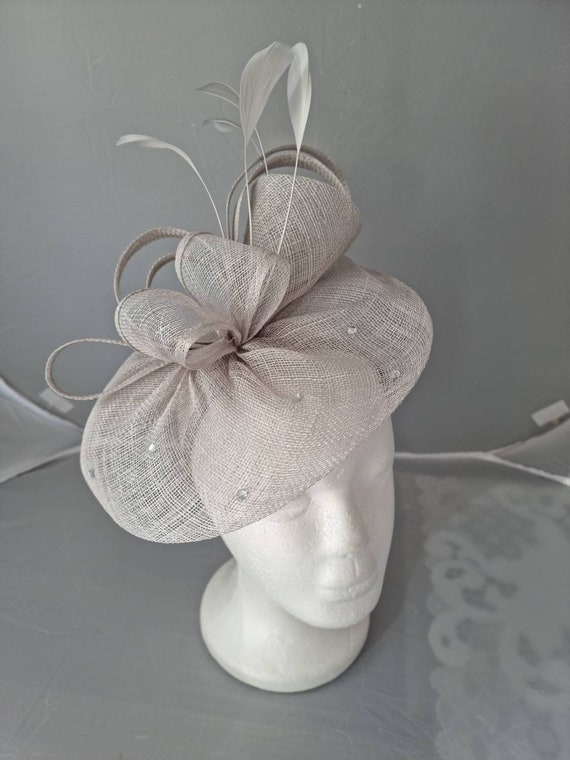 New Light Grey Fascinator Hatinator 