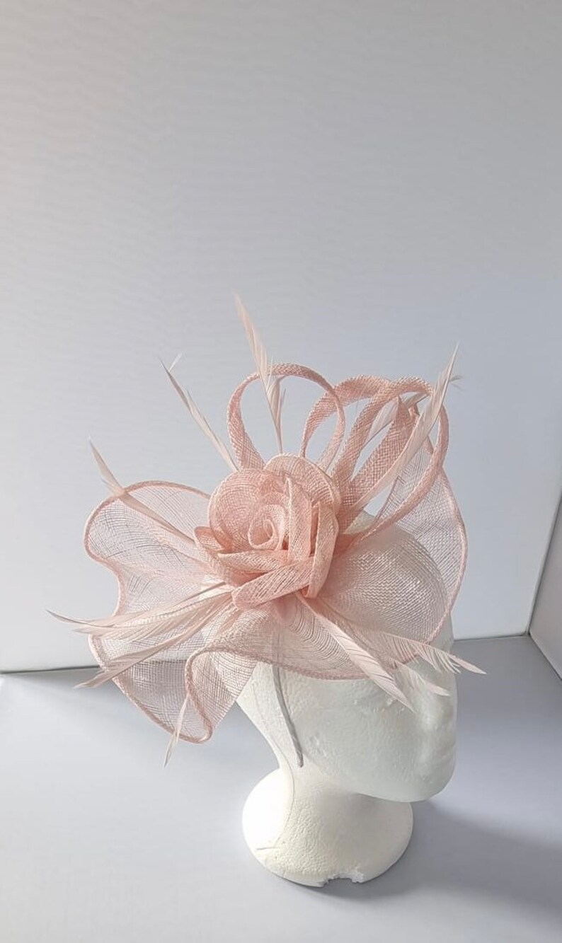 Pale Pink,Light Pink ,Pink Colour Fascinator Hatinator with Band & Clip Weddings Races, Ascot, Kentucky Derby, Melbourne Cup image 2