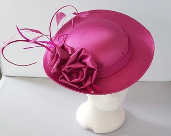 Nuevo Tocado impresionante de Color rosa fucsia para sombrero de boda con Clip para fiesta de té, Royal Ascot