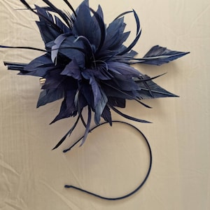 New Navy Blue Fascinator Hatinator with Band & Clip With More Colors Weddings Races, Ascot, Kentucky Derby, Melbourne Cup image 4