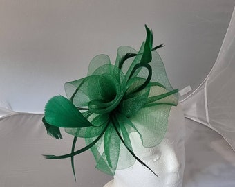 New Green Colour Fascinator Hatinator with HeadBand Weddings Races, Ascot, Kentucky Derby, Melbourne Cup - Small Size