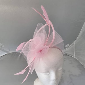 New Baby Pink, Light Pink Colour Fascinator Hatinator with HeadBand Weddings Races, Ascot, Kentucky Derby, Melbourne Cup Small Size image 3