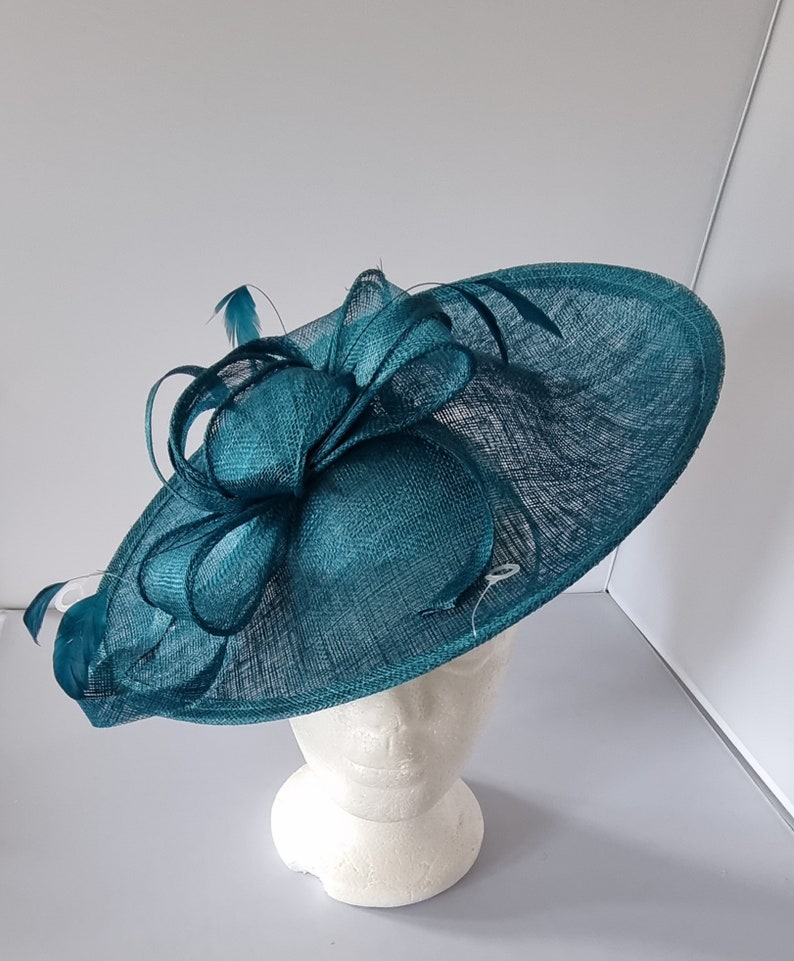 Bibis Hatinator bleu sarcelle avec bague et clip pour mariages Races, Ascot, Kentucky Derby, Melbourne Cup image 4