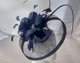 New Navy Blue Fascinator Hatinator with Band & Clip Weddings Races, Ascot, Kentucky Derby, Melbourne Cup