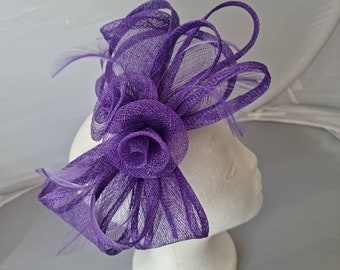 Nuovo colore viola Hatinator Fascinator con fascia e clip Matrimoni Gare, Ascot, Kentucky Derby, Melbourne Cup