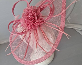New Rose Pink Fascinator Hatinator with Band & Clip With More Colors Weddings Races, Ascot, Kentucky Derby, Melbourne Cup