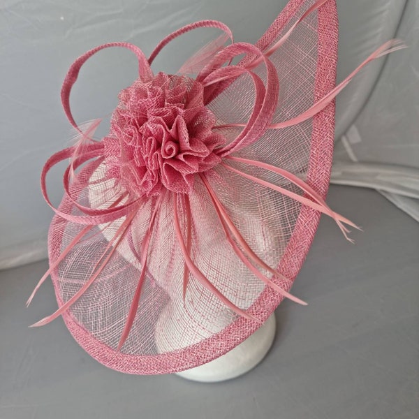 New Rose Pink Fascinator Hatinator with Band & Clip With More Colors Weddings Races, Ascot, Kentucky Derby, Melbourne Cup