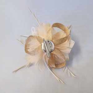 New Beige Colour Flower Hatinator with Clip Weddings Races, Ascot, Kentucky Derby, Melbourne Cup Small Size image 4