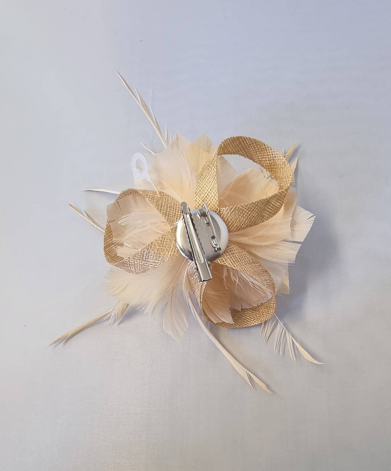 New Beige Colour Flower Hatinator with Clip Weddings Races, Ascot, Kentucky Derby, Melbourne Cup Small Size image 4