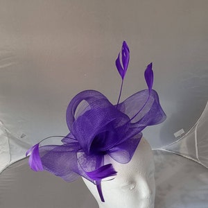 New Purple, Dark Purple Colour Fascinator Hatinator with Band & Clip Weddings Races, Ascot, Kentucky Derby, Melbourne Cup - Small Size
