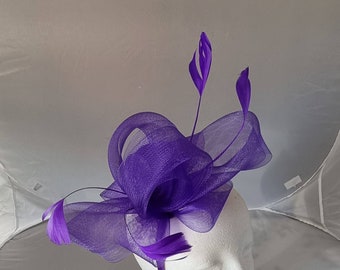 New Purple, Dark Purple Colour Fascinator Hatinator with Band & Clip Weddings Races, Ascot, Kentucky Derby, Melbourne Cup - Small Size