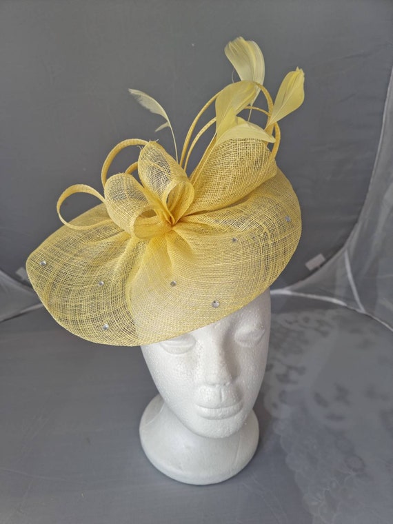 New Light Yellow Fascinator Hatinator 