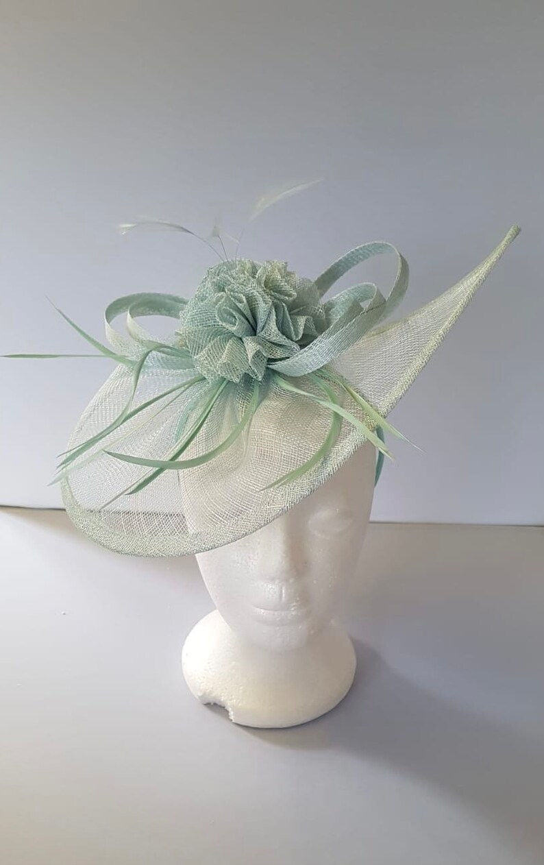 Fascinator Hatinator Aqua Color avec bracelet et clip Plus de couleurs Mariages Courses, Ascot, Kentucky Derby, Melbourne Cup image 3