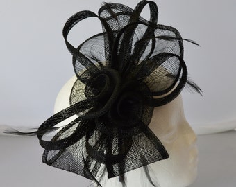 Black Fascinator Hatinator with Band & Clip Weddings Races, Ascot, Kentucky Derby, Melbourne Cup