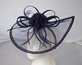 New Navy Blue Fascinator Hatinator with Band & Clip With More Colors Weddings Races, Ascot, Kentucky Derby, Melbourne Cup