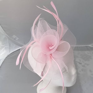 New Baby Pink, Light Pink Colour Fascinator Hatinator with HeadBand Weddings Races, Ascot, Kentucky Derby, Melbourne Cup Small Size image 2