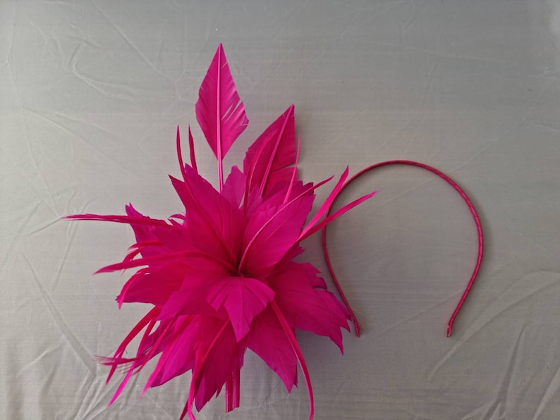 New Hot Pink Fascinator Hatinator with Band & Clip With More Colors Weddings Races, Ascot, Kentucky Derby, Melbourne Cup zdjęcie 6