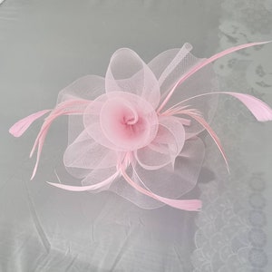 New Baby Pink, Light Pink Colour Fascinator Hatinator with HeadBand Weddings Races, Ascot, Kentucky Derby, Melbourne Cup Small Size image 5