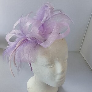 New Lilac Purple,Light Purple Colour Fascinator Hatinator with Band & Clip Weddings Races, Ascot, Kentucky Derby, Melbourne Cup Small Size image 3