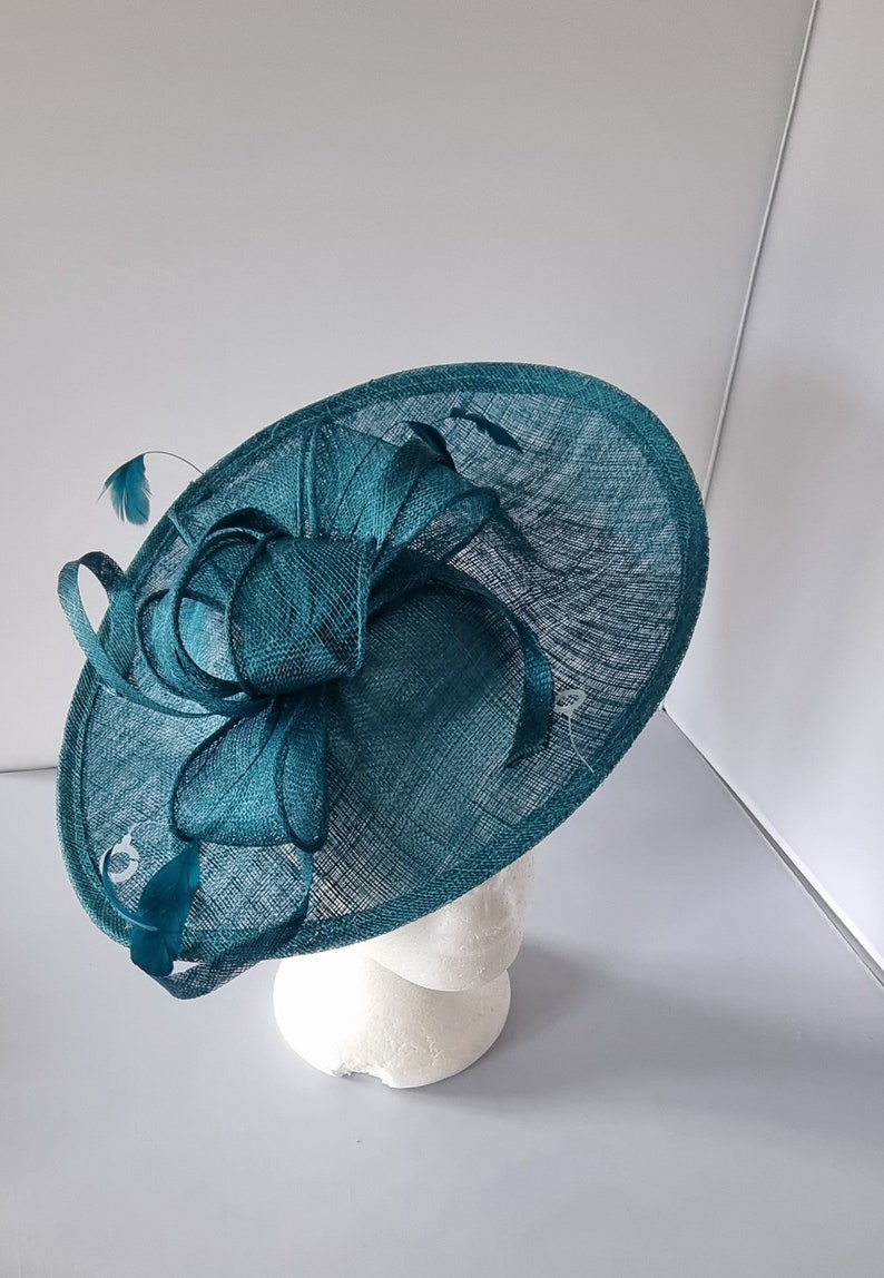 Bibis Hatinator bleu sarcelle avec bague et clip pour mariages Races, Ascot, Kentucky Derby, Melbourne Cup image 3