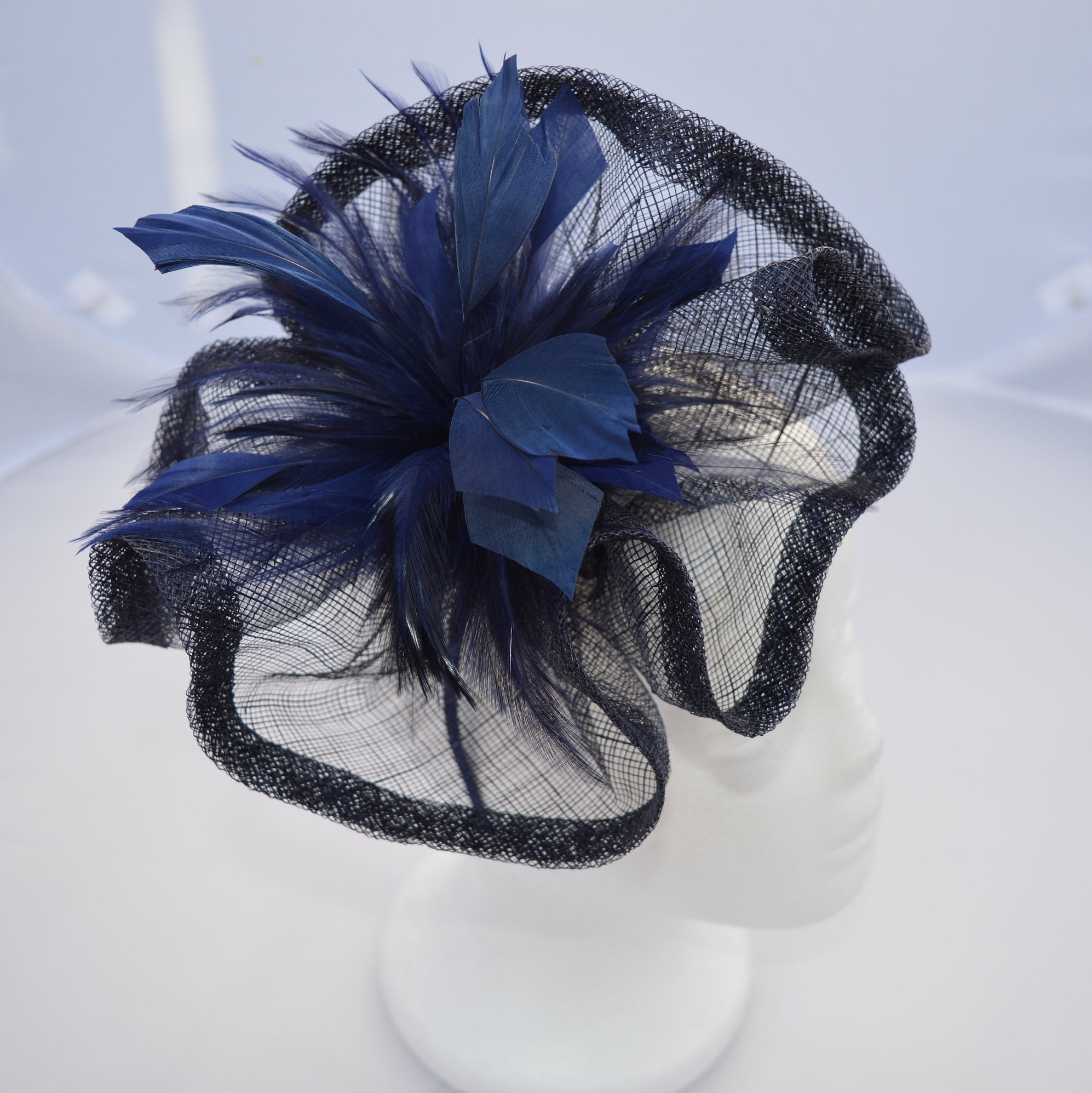 Navy Blue Fascinator Hatinator with Band & Clip Weddings Etsy