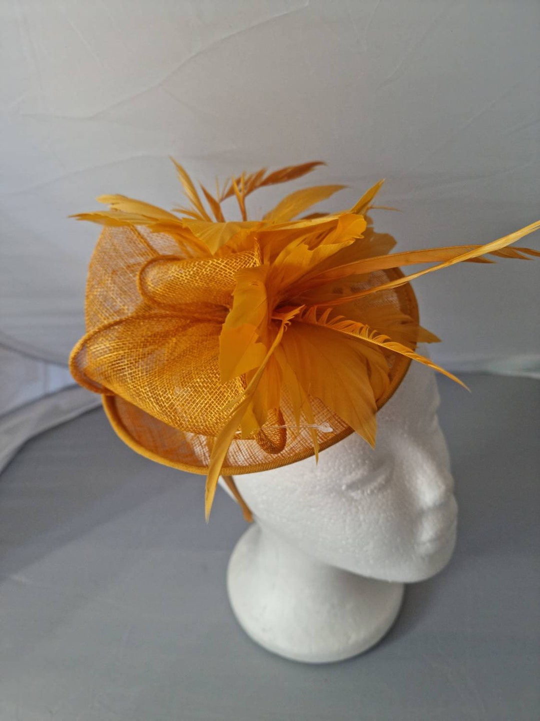 New Mustard Yellow Fascinator Hatinator With Band & Clip Weddings Races