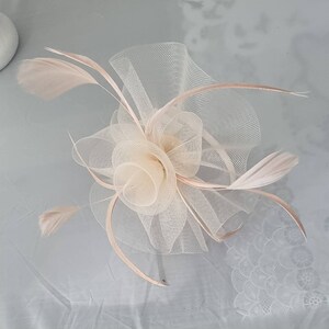 New Beige Colour Fascinator Hatinator with HeadBand Weddings Races, Ascot, Kentucky Derby, Melbourne Cup Small Size image 4