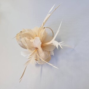 New Beige Colour Flower Hatinator with Clip Weddings Races, Ascot, Kentucky Derby, Melbourne Cup Small Size image 2