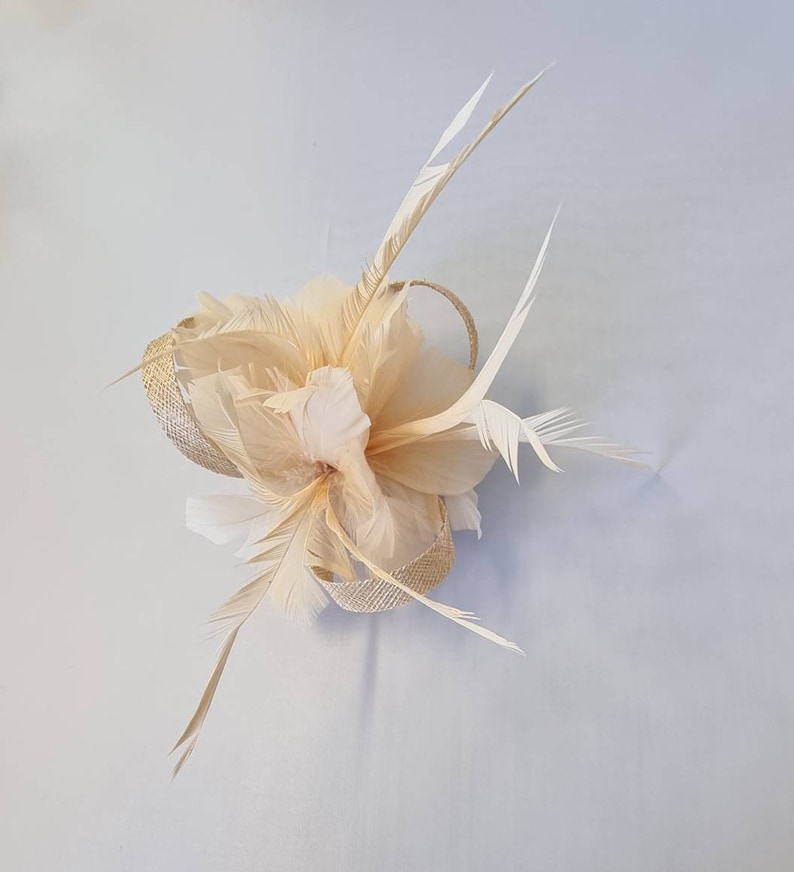 New Beige Colour Flower Hatinator with Clip Weddings Races, Ascot, Kentucky Derby, Melbourne Cup Small Size image 2