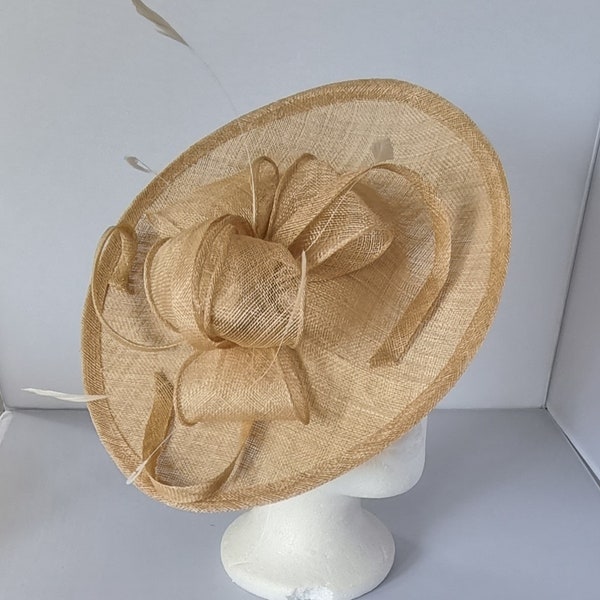 New Gold Colour Fascinator Hatinator with Band & Clip With More Colors Weddings Races, Ascot, Kentucky Derby, Melbourne Cup