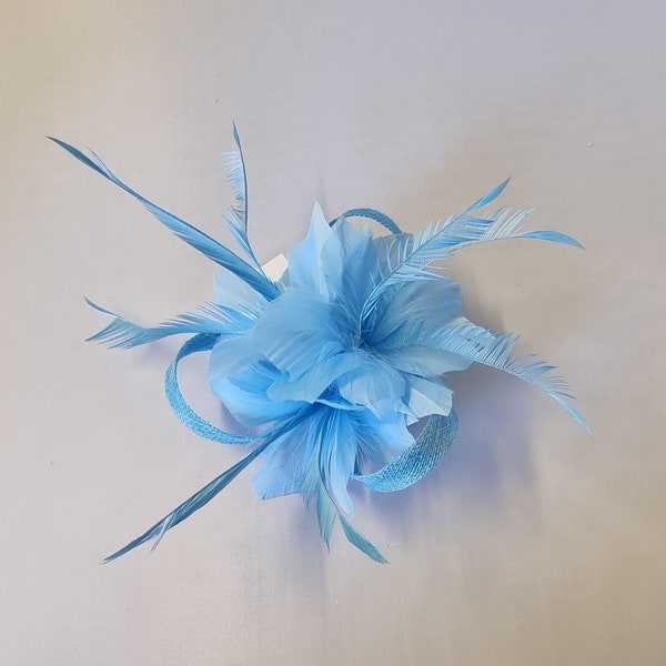 New Light Blue Colour Fascinator Hatinator  Clip With More Colors Weddings Races, Ascot, Kentucky Derby, Melbourne Cup - Small Size