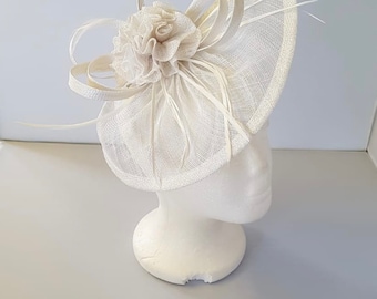 New White Colour Fascinator Hatinator with Band & Clip With More Colors Weddings Races, Ascot, Kentucky Derby, Melbourne Cup