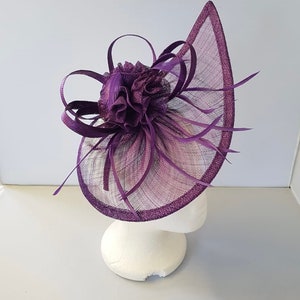 New Dark Purple Fascinator Hatinator with Band & Clip With More Colors Weddings Races, Ascot, Kentucky Derby, Melbourne Cup 画像 2