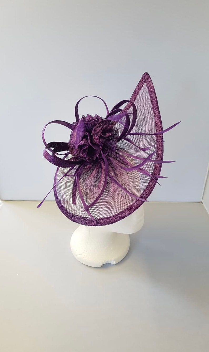 New Dark Purple Fascinator Hatinator with Band & Clip With More Colors Weddings Races, Ascot, Kentucky Derby, Melbourne Cup 画像 2