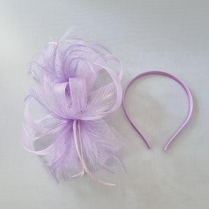 New Lilac Purple,Light Purple Colour Fascinator Hatinator with Band & Clip Weddings Races, Ascot, Kentucky Derby, Melbourne Cup Small Size image 4