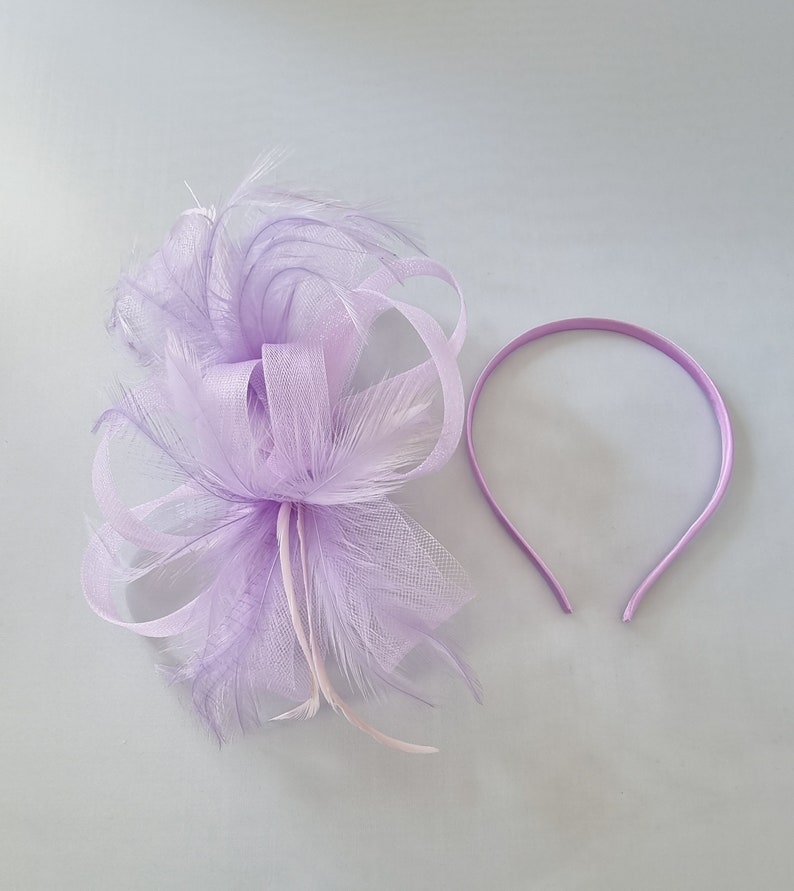 New Lilac Purple,Light Purple Colour Fascinator Hatinator with Band & Clip Weddings Races, Ascot, Kentucky Derby, Melbourne Cup Small Size image 4