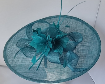 New Large Teal Colour Fascinator Hatinator with Headband With More Colors Weddings Races, Ascot, Kentucky Derby, Melbourne Cup