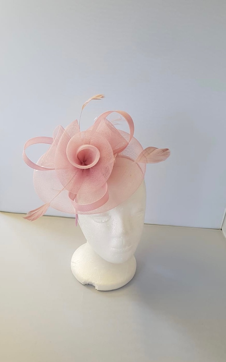 New Pale Pink ,Light Pink Colour Fascinator Hatinator with Band & Clip Weddings Races, Ascot, Kentucky Derby, Melbourne Cup Small Size image 4