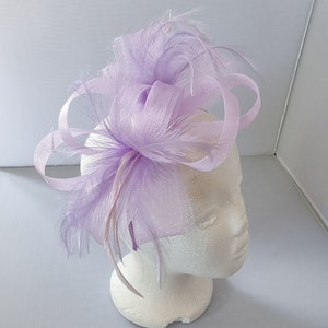 New Lilac Purple,Light Purple Colour Fascinator Hatinator with Band & Clip Weddings Races, Ascot, Kentucky Derby, Melbourne Cup Small Size image 2