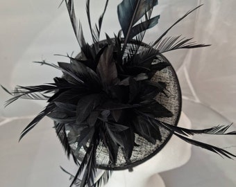 New Black Fascinator Hatinator with Band & Clip With More Colors Weddings Races, Ascot, Kentucky Derby, Melbourne Cup