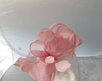 New Rose Pink Colour Fascinator Hatinator with HeadBand and Clip Weddings Races, Ascot, Kentucky Derby, Melbourne Cup - Small Size