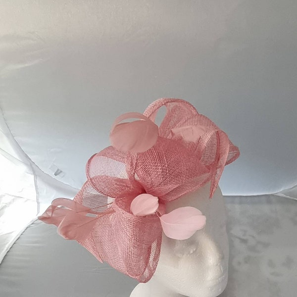 New Rose Pink Colour Fascinator Hatinator with HeadBand and Clip Weddings Races, Ascot, Kentucky Derby, Melbourne Cup - Small Size
